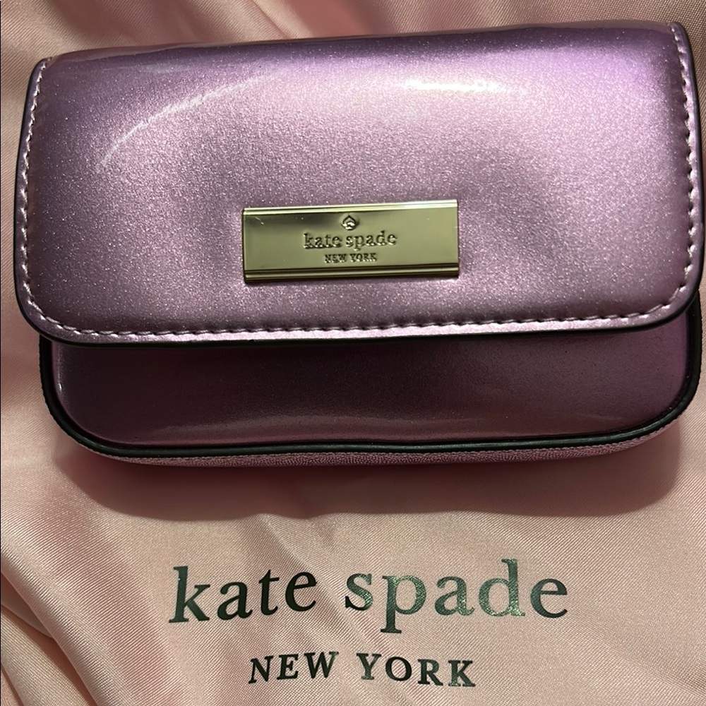 Kate Spade Kenzie Purple Metallic Micro Bag/Card Holder NWT $199 retail - Picture 2 of 11